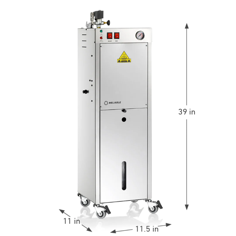 Dimensions for Reliable 9000BU Continuous Fill 4.5L Steam Boiler 
