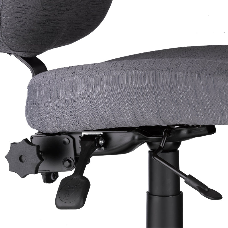 Detail of height and tilt controls for SewErgo Sewing Chair